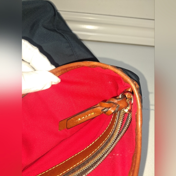 Brown LEATHER and Navy Canvass Men's Messenger Bag - Picture 12 of 16